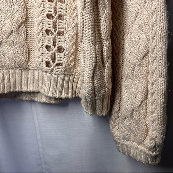 Knitz For Love And Lemons Chunky Cable Knit Sweater Bishop Sleeve S Slouchy Boho - Picture 3 of 12